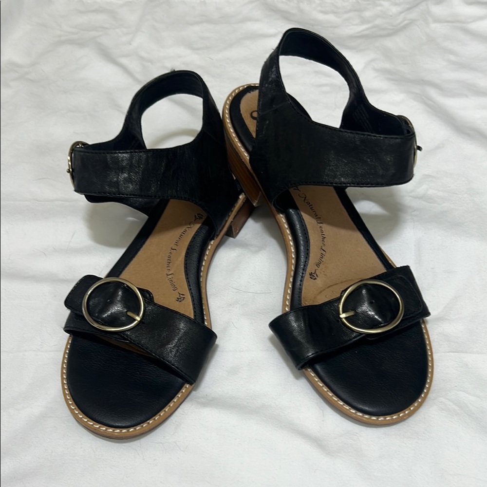 Sofft Black Sandals with Silver Buckle Detail
